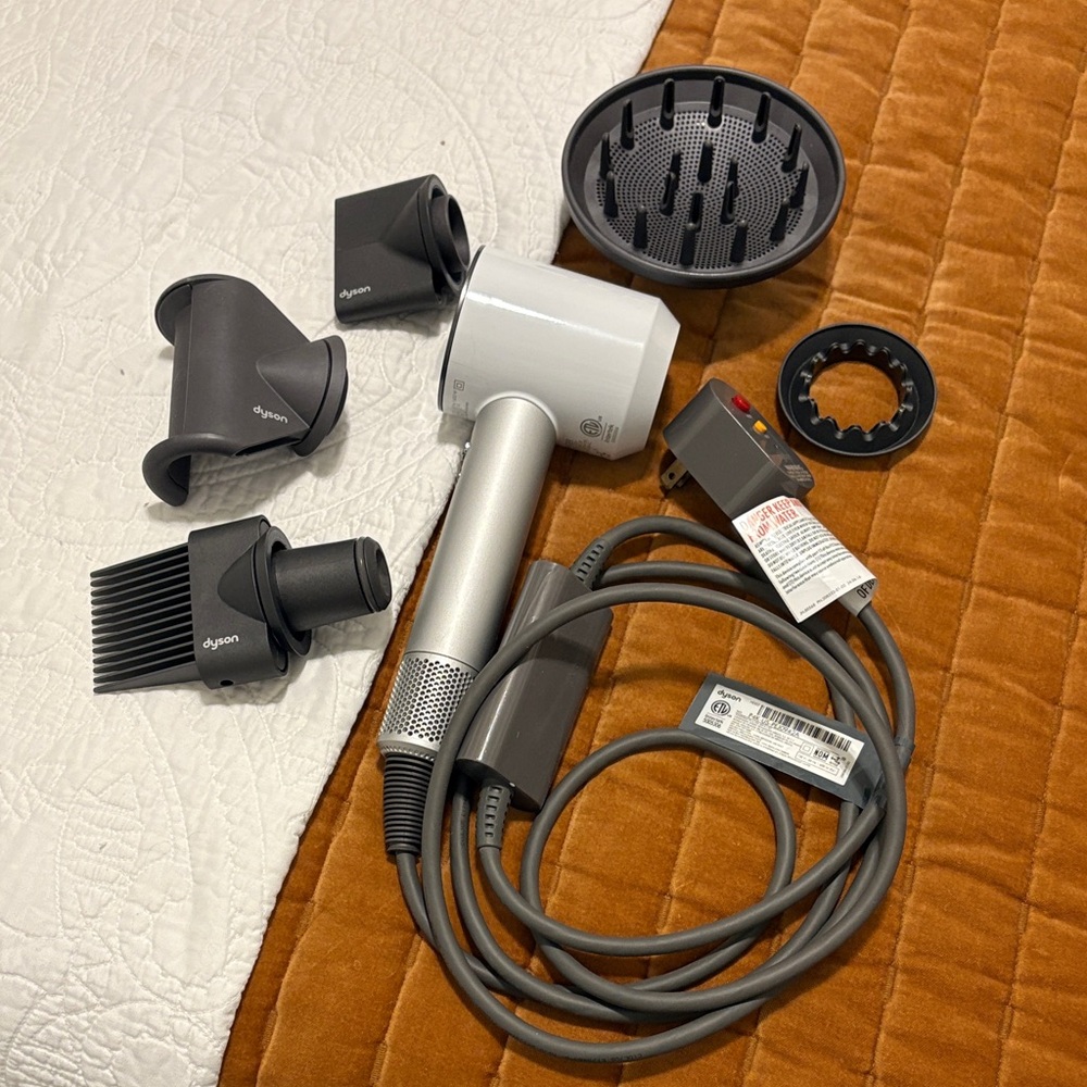 Dyson Silver and Gray Hair Dryer with Attachments